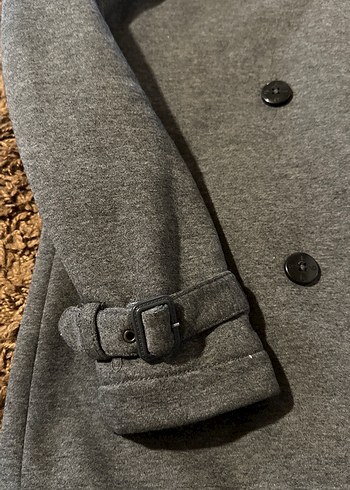 Düğmeli Gri kısa kaban - Görsel 12