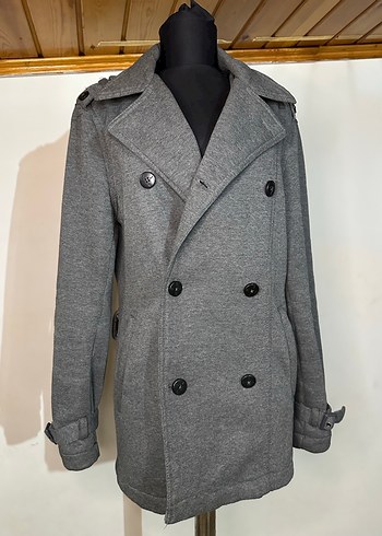 Düğmeli Gri kısa kaban - Görsel 9