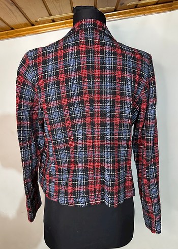 Kısa Ekose Blazer Ceket - Görsel 3