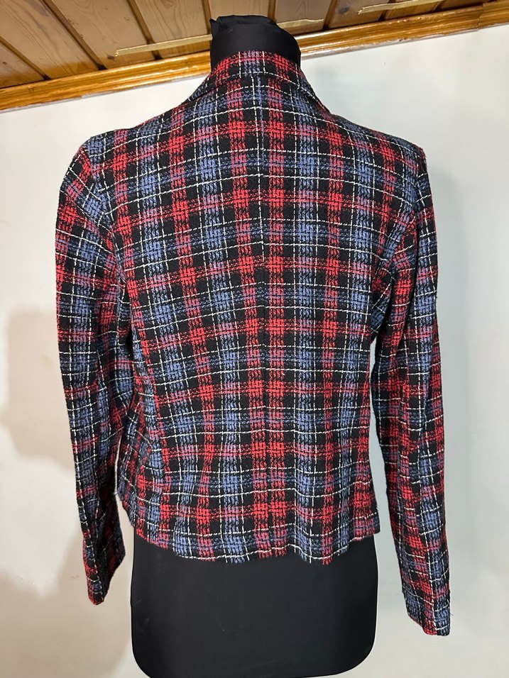 Kısa Ekose Blazer Ceket - Görsel 3