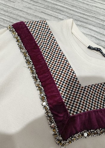 Uzun Kollu Beyaz Kadın Sweatshirt - Görsel 3