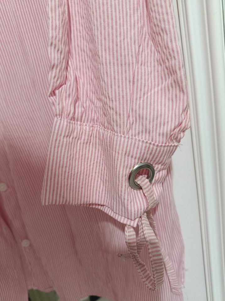 Düğmeli Pembe Uzun Kollu Kadın Gömlek - Görsel 5