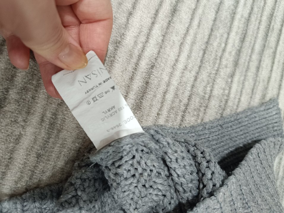 Gri Örgü Kadın Bisiklet Yaka Kazak - Görsel 5