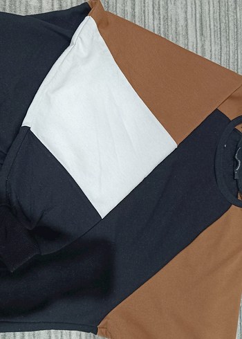 Kadın Renk Bloklu Örgü Sweatshirt - Görsel 4