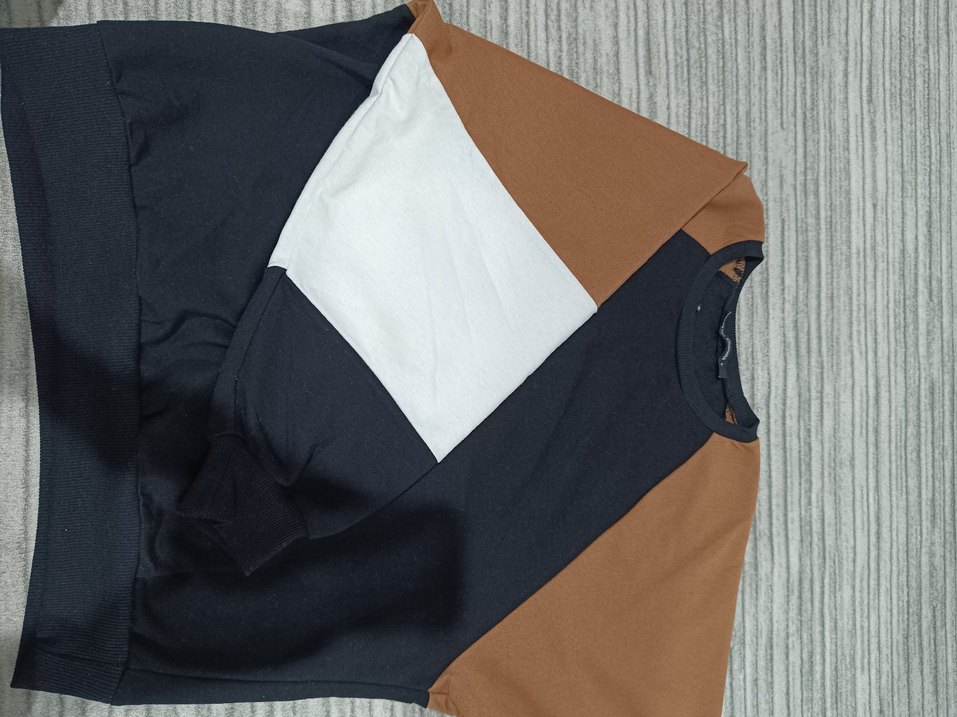 Kadın Renk Bloklu Örgü Sweatshirt - Görsel 4