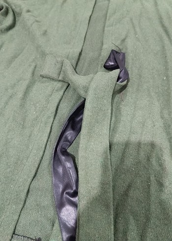 Kuşaklı Uzun Yeşil Hamile Ceketi - Görsel 2