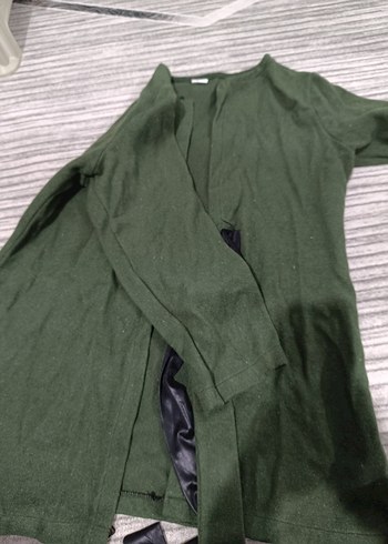 Kuşaklı Uzun Yeşil Hamile Ceketi - Görsel 3