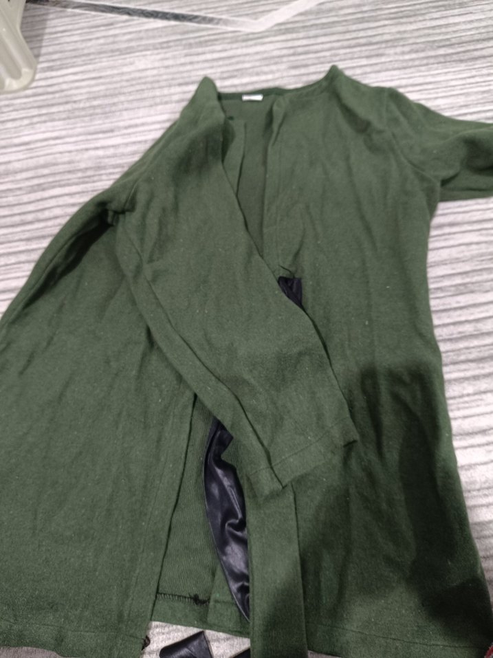 Kuşaklı Uzun Yeşil Hamile Ceketi - Görsel 3