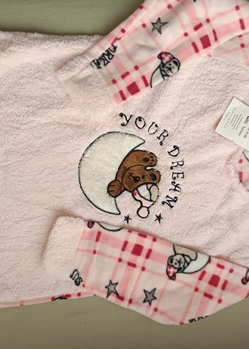 Kız Çocuk Pembe polar pijama takımı - Görsel 2