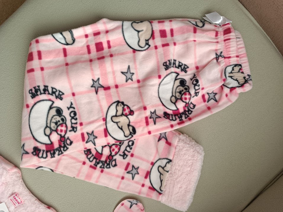 Kız Çocuk Pembe polar pijama takımı - Görsel 4