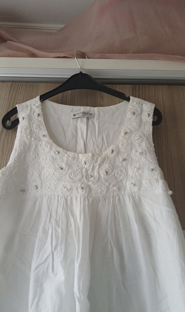 Nakışlı Beyaz Hamile Gecelik Mini - Görsel 4