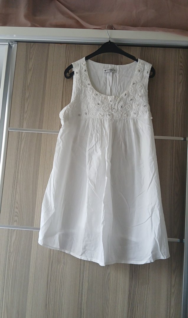 Nakışlı Beyaz Hamile Gecelik Mini - Görsel 2