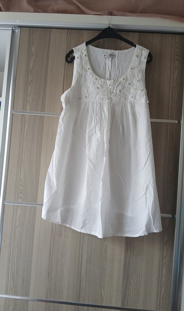 Nakışlı Beyaz Hamile Gecelik Mini - Görsel 3