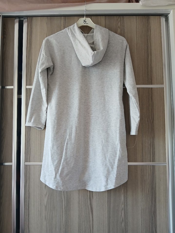 Gri Baskılı Kadın Sweatshirt Kapüşonlu - Görsel 2