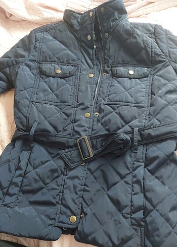 Kemerli siyah Kadın Mont - Görsel 2