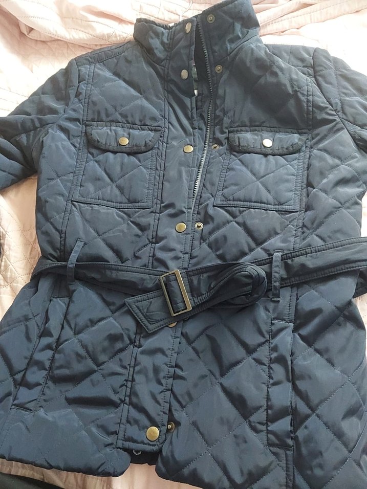 Kemerli siyah Kadın Mont - Görsel 2