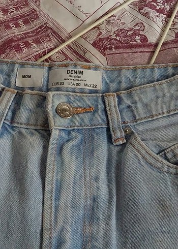 Kadın Mavi Midi Boy Bol Kesim Denim Jean - Görsel 3