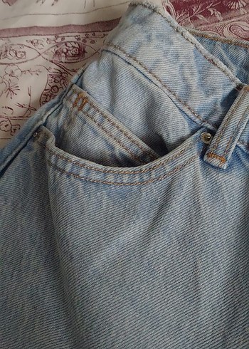 Kadın Mavi Midi Boy Bol Kesim Denim Jean - Görsel 4