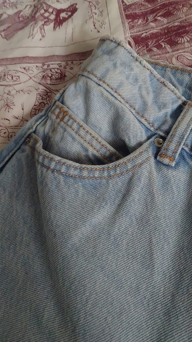 Kadın Mavi Midi Boy Bol Kesim Denim Jean - Görsel 4