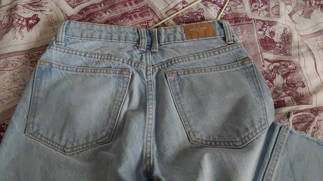 Kadın Mavi Midi Boy Bol Kesim Denim Jean - Görsel 5