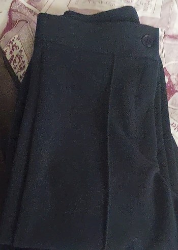 Düğmeli mavi Kadın Kumaş Pantolon - Görsel 3