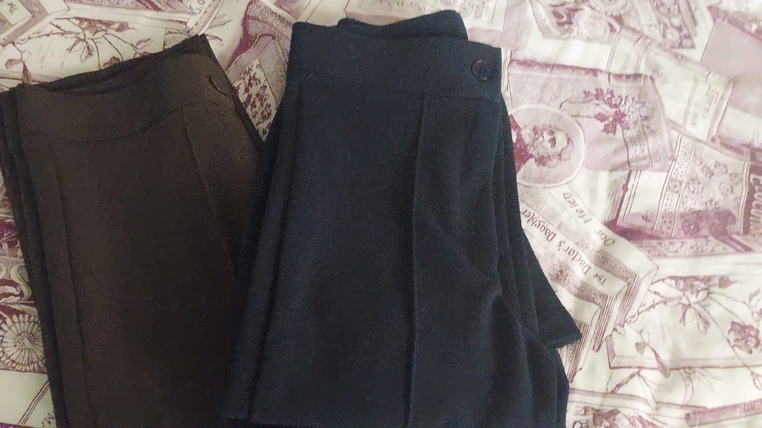 Düğmeli mavi Kadın Kumaş Pantolon - Görsel 3