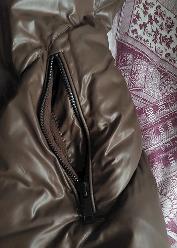 Kahverengi Deri Kadın Kışlık Mont - Görsel 3