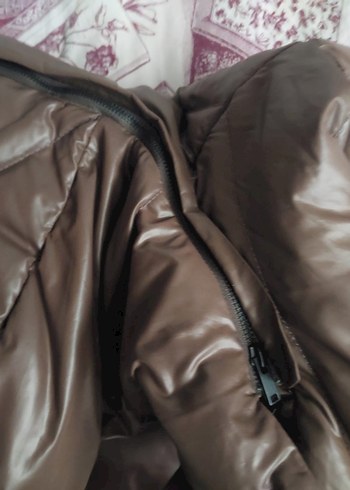 Kahverengi Deri Kadın Kışlık Mont - Görsel 7