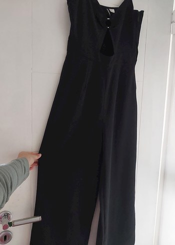 Siyah Kadın Uzun Askılı Tulum - Görsel 5