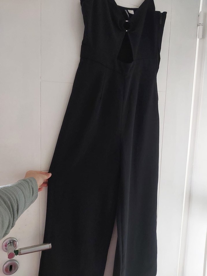 Siyah Kadın Uzun Askılı Tulum - Görsel 5