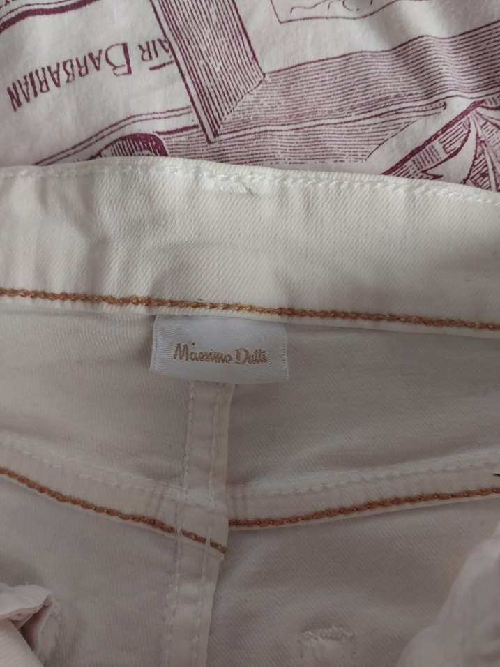 Beyaz Pamuklu Midi Kumaş Pantolon - Görsel 3