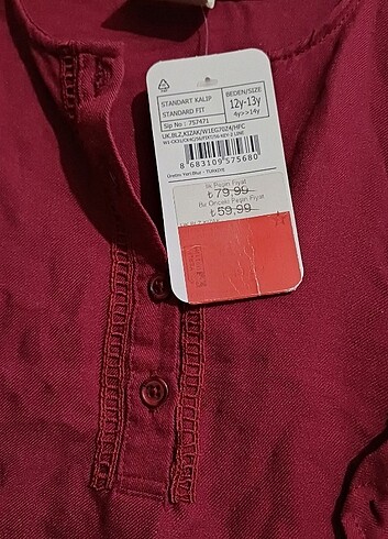 12-13 Yaş Beden bordo Renk Lc wakiki