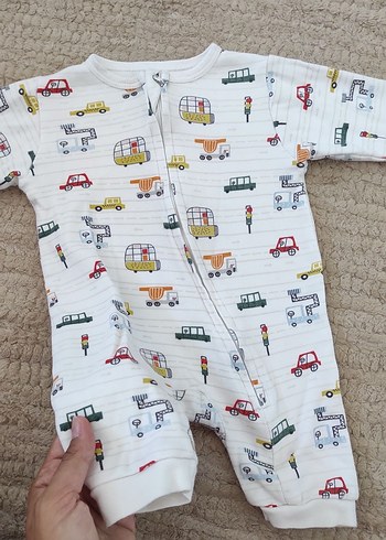 Renkli Baskılı Fermuarlı Bebek Tulum