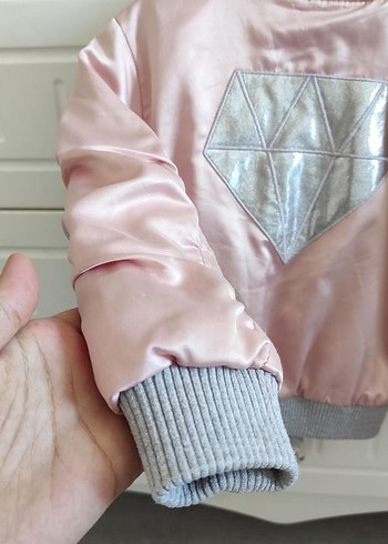 H&M Kız Çocuk Pudra parlak Fermuarlı Ceket