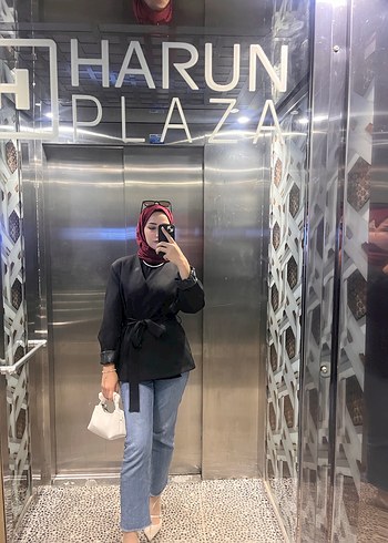 Beden Siyah Denim Kadın Kuşaklı Ceket