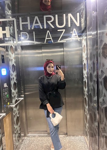 Siyah Denim Kadın Kuşaklı Ceket