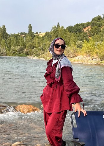 Bordo Uzun Kollu Salaş Kadın Takım - Görsel 3