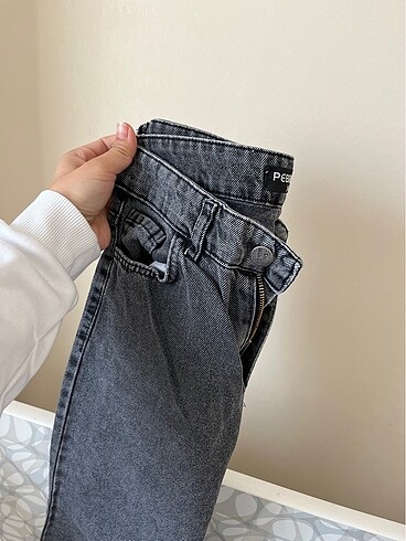 Füme gri kot pantolon mom jean