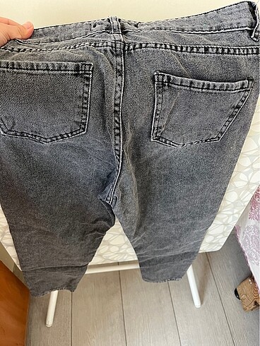 27 Beden Füme gri kot pantolon mom jean