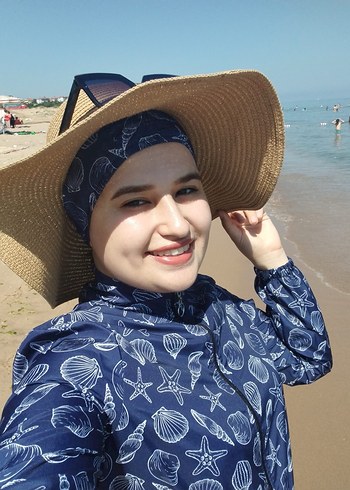 Uzun Kollu Mavi Bohem Plaj Mayo - Görsel 2