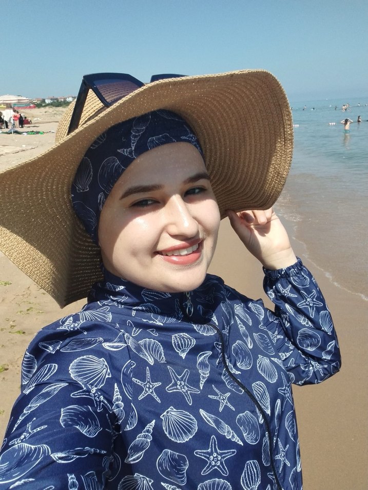 Uzun Kollu Mavi Bohem Plaj Mayo - Görsel 2