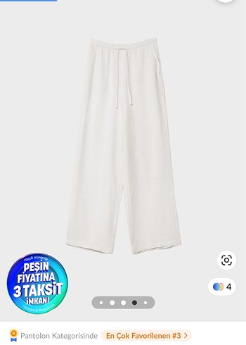 Stradivarius Ekru Genis Paca Rahat Pantolon