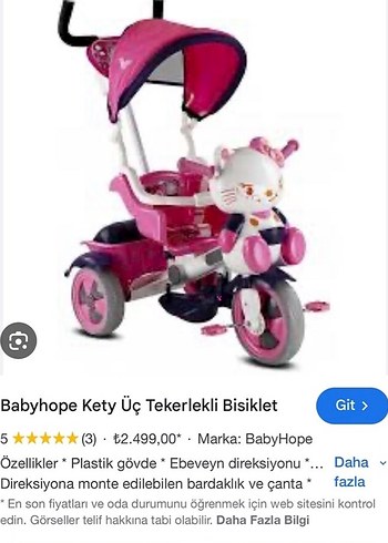 BabyHope Kety Pembe Üç Tekerlekli Bisiklet