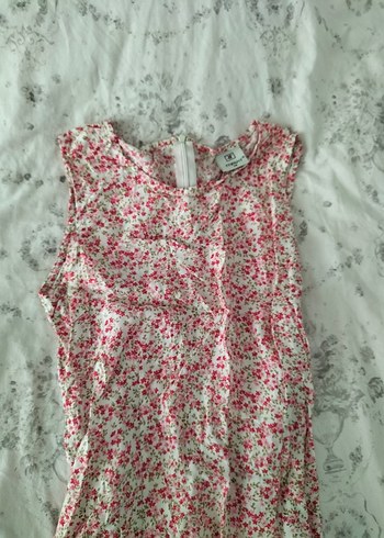 Tiffany Tomato Pembe çiçek desenli Uzun Bohem Elbise