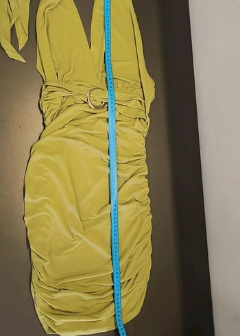 Sarı Drapeli mini  Elbise - Görsel 2