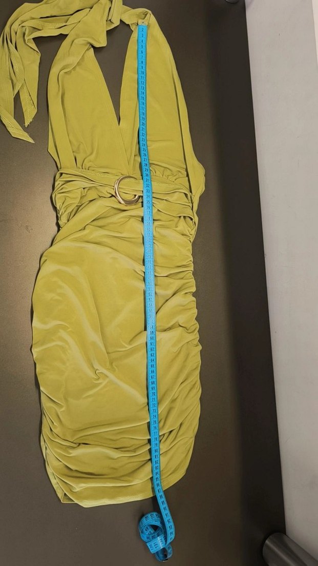 Sarı Drapeli mini  Elbise - Görsel 2