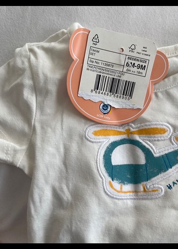 Mavi Baskılı Kısa Kollu Bebek Takımı - Görsel 4