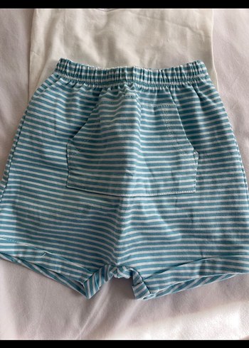 Mavi Baskılı Kısa Kollu Bebek Takımı - Görsel 3