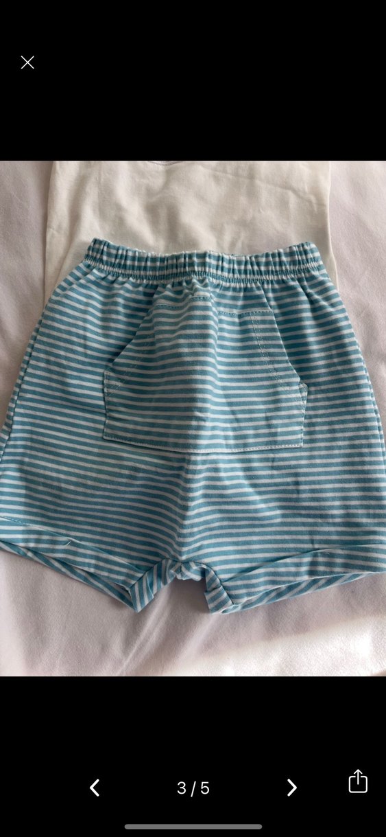 Mavi Baskılı Kısa Kollu Bebek Takımı - Görsel 3