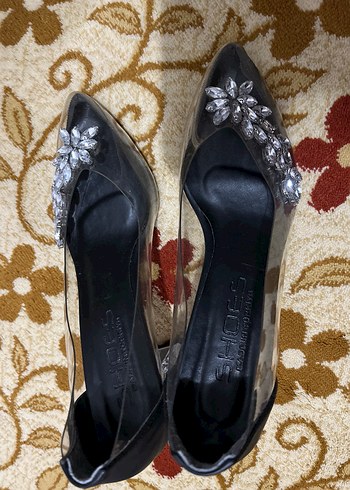 Siyah Payetli Yüksek Topuklu Kadın Abiye Ayakkabı - Görsel 6